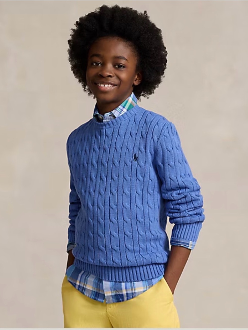 Ralph Lauren Kids Cable Knit Sweater - Blue M (10-12)